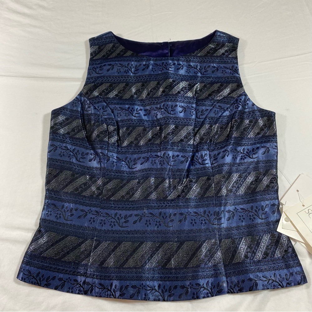 Scott McClintock Tank Top Woman’s 4 Tapestry Blouse Blue High Neck Button Down - Picture 12 of 12